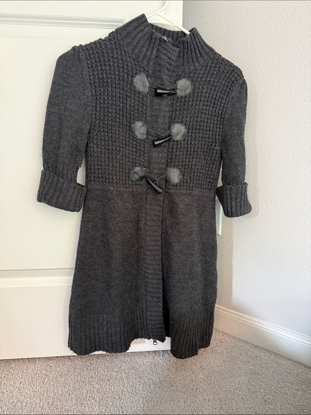 take out Charcoal Knit Toggle Sweater Coat
